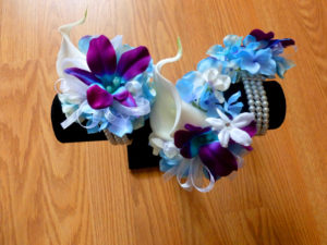 calla lily orchid pearl wristlet, corsage, purple corsage, eggplant purple calla lily - Image 2