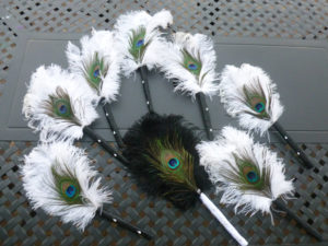 Peacock and Ostrich feather fan bouquet, Customizable, feather bouquet