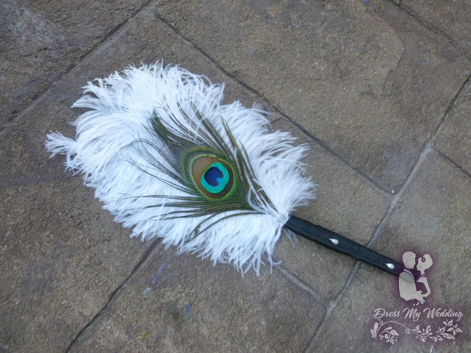 Dress My Wedding Peacock and Ostrich feather fan bouquet Customizable feather bouquet