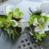 Cymbidium orchid and calla lily bouquet with peacock feathers - Image 3