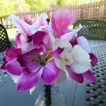 Pink fuchsia orchid tiger lily bouquet, small bridal or bridesmaids bouquet, pink and white bouquet