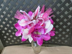 Pink fuchsia orchid tiger lily bouquet, small bridal or bridesmaids bouquet, pink and white bouquet - Image 3