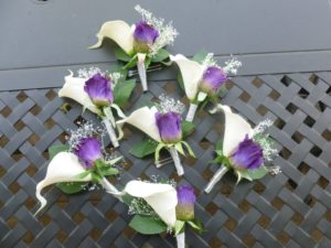 Calla lily rose artificial flower boutonniere with baby's breath, button hole, corsage, customizable - Image 2