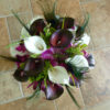 Cymbidium orchid and real touch calla lily bouquet, peacock feathers - Image 2