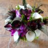 Cymbidium orchid and real touch calla lily bouquet, peacock feathers - Image 4
