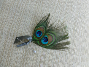 Peacock boutonniere, feather boutonniere, button hole, corsage, customizable