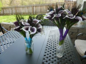 Picasso calla and peacock feather bouquet, small bouquet, bridesmaids bouquet, small bridal bouquet - Image 2