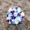 Purple blue galaxy orchid and calla lily bridal bouquet, Stephanotis, turquoise,  purple calla lily bouquet with hydrangeas