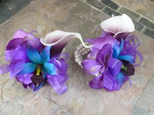 Plum picasso calla lily orchid pearl wristlet, galaxy orchid, pearl wristlet, corsage, purple corsage, eggplant purple calla lily