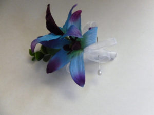 Purple blue orchid corsage, galaxy orchid, boutonniere, wedding corsage, prom