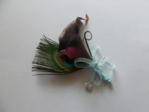 Purple calla lily peacock corsages, Customizable, real touch calla boutonniere - Image 2