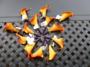 Orange and white calla lily hydrangea boutonnière - Image 2