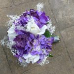 Purple, plum, hydrangea rose bouquet with baby's breath, purple artificial bridal bouquet, natural preserved baby's breath