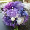Purple bridal bouquet peacock and ostrich feather accent, SALE, matching grooms boutonniere FREE,