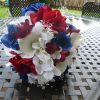 Red, blue, white bridal bouqeut, american flag bouquet, red, blue rose, hydrangea, baby's breath - Image 3