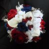 Red, blue, white bridal bouqeut, american flag bouquet, red, blue rose, hydrangea, baby's breath