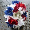 Red, blue, white bridal bouqeut, american flag bouquet, red, blue rose, hydrangea, baby's breath - Image 2