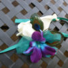 Wrist corsage Galaxy orchid, rose, calla lily, peacock feathers - Image 2