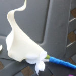 Real touch calla lily boutonniere with  stephanotis, customizable