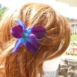 Purple blue orchid hair pin, hair accessory, galaxy orchid hair pin, dendrobium orchid pin, bridal, bridesmaids hair pin