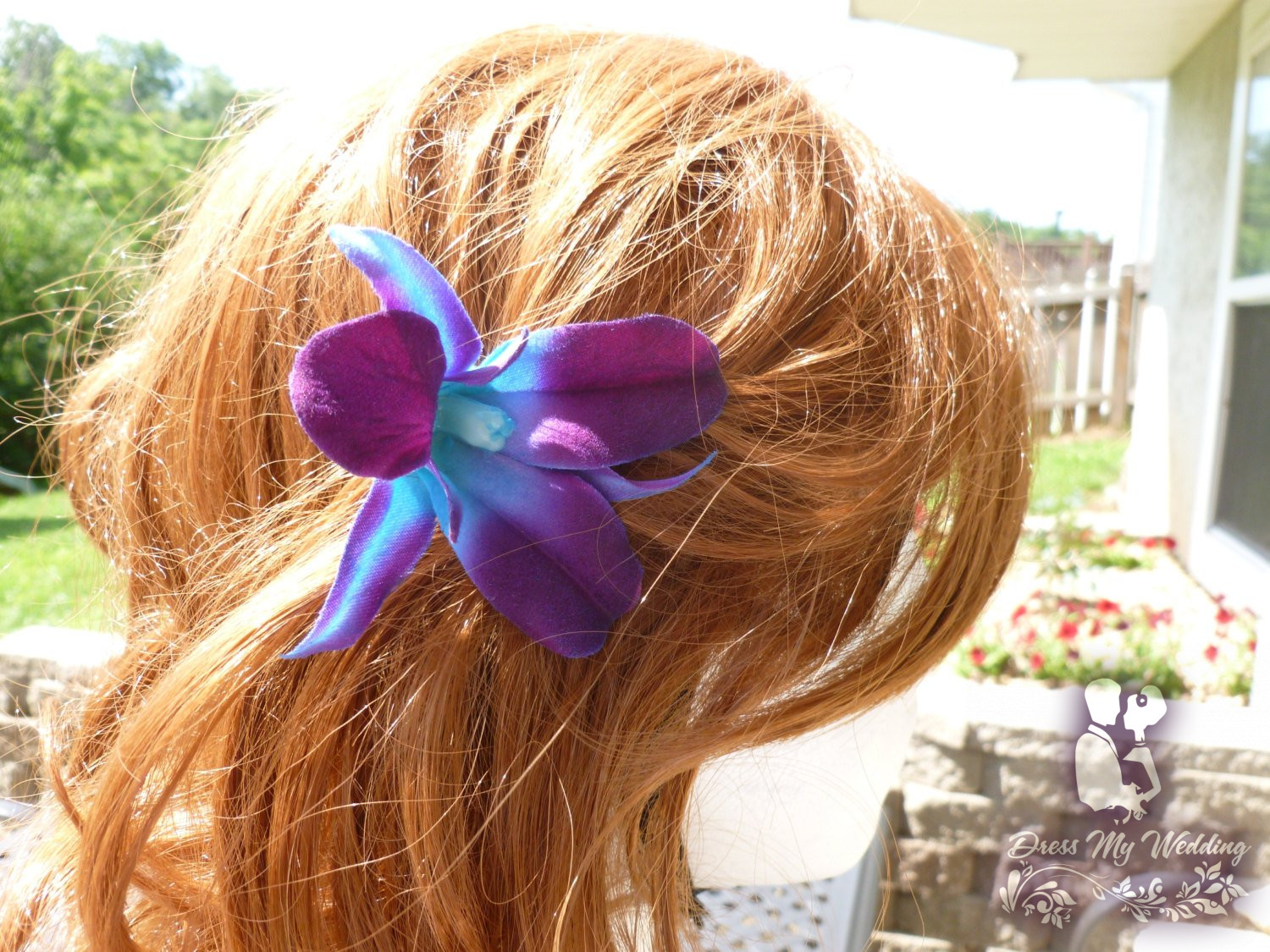 Dress My Wedding – Purple blue orchid hair pin, hair accessory, galaxy orchid  hair pin, dendrobium orchid pin, bridal, bridesmaids hair pin