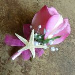 Real touch rose and starfish corsage, pink rose corsage, boutonniere, customizable