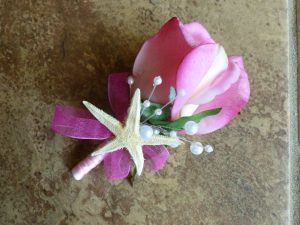 Real touch rose and starfish corsage, pink rose corsage, boutonniere, customizable