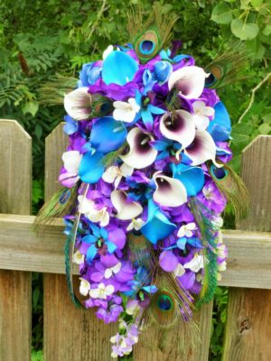 Cascading purple and blue bridal bouquet - Image 5