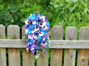 Cascading purple and blue bridal bouquet - Image 4