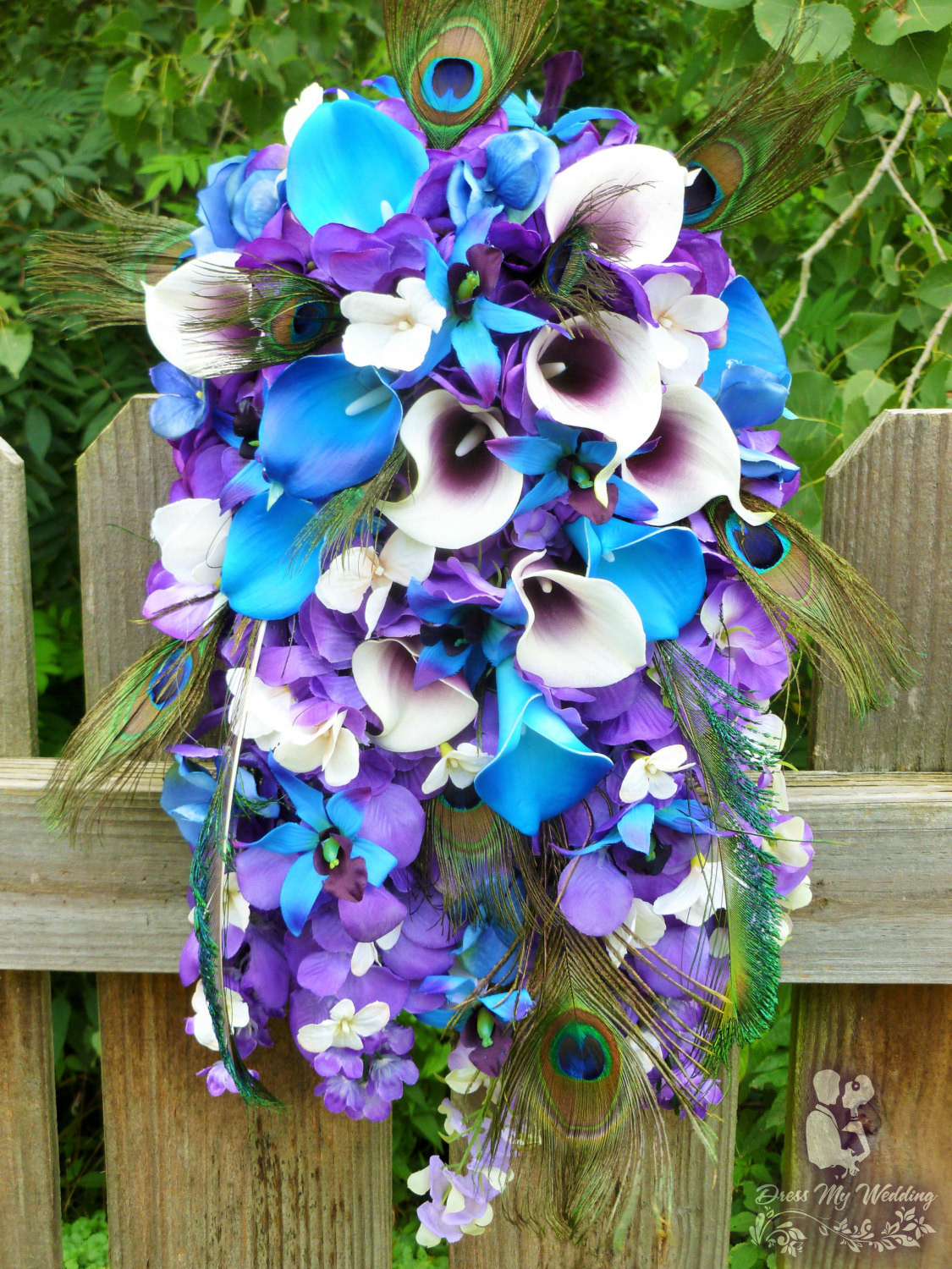 Dress My Wedding Cascading Purple And Blue Bridal Bouquet