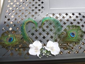 Wedding decor, Set of two, wedding table decor, peacock orchid decor