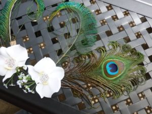 Wedding decor, Set of two, wedding table decor, peacock orchid decor - Image 2