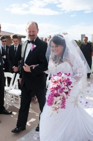 Orchid and lily cascading bouquet, tiger lily fuchsia pink orchid cascade bouquet, teardrop bouquet, orchid bridal bouquet