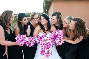 Pink fuchsia orchid tiger lily bouquet, small bridal or bridesmaids bouquet, pink and white bouquet - Image 5