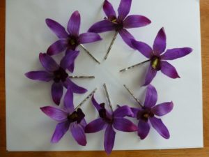 Purple orchid hair pin, hair accessory, dendrobium orchid pin, bridal, bridesmaids hair pin - Image 2