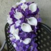 Cascading purple and white bridal bouquet