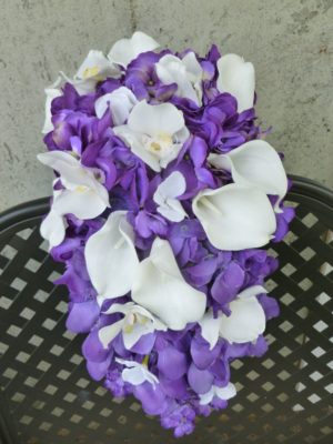 Cascading purple and white bridal bouquet - Image 2