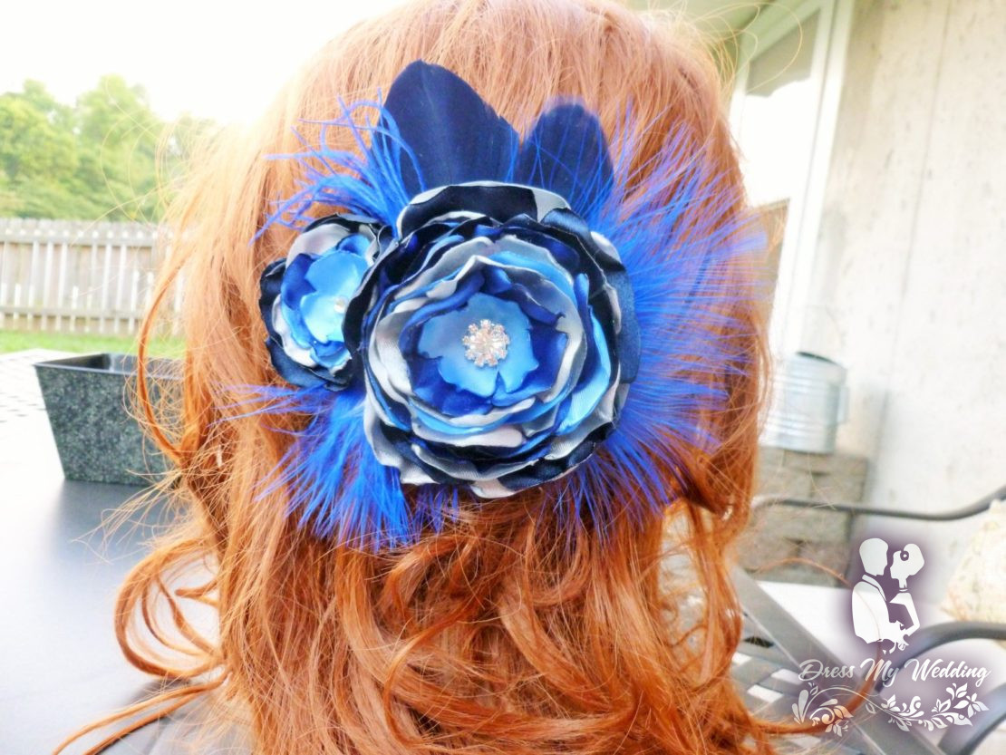 Sparkly Blue Hair Clips with Flowers - wide 8