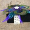Peacock pearl wrist corsage, teal, turquoise, purple feather wristlet, rhinestone, bridesmaids, prom,  Customizable - Image 2