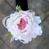 Peony wrist corsage, wristlet, lilies of the valley, burlap, pearl wristlet - Image 2
