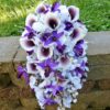 Cascading plum, purple and lavender bridal bouquet with silver accent - Image 2