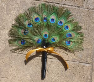 Peacock fan bouquet, for bridesmaids, toss bouquet, fan bouquet, small bridal bouquet