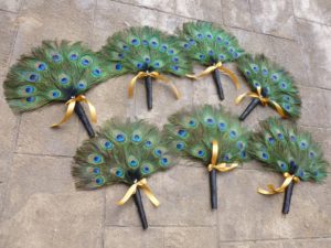 Peacock fan bouquet, for bridesmaids, toss bouquet, fan bouquet, small bridal bouquet - Image 4