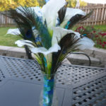 Calla lily peacock bouquet,  blue and teal accent flowers