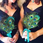 Peacock fan bouquet, small, for bridesmaids, toss bouquet, fan bouquet