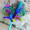 Feather bouquet, peacock feather, Purple, blue, turquoise, fuchsia feather bouquet, peacock feather bouquet, small, lime green