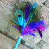 Feather bouquet, peacock feather, Purple, blue, turquoise, fuchsia feather bouquet, peacock feather bouquet, small, lime green - Image 3