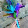 Feather bouquet, peacock feather, Purple, blue, turquoise, fuchsia feather bouquet, peacock feather bouquet, small, lime green - Image 4