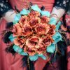 Burnt Orange and teal bridal bouquet