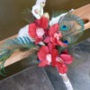 White calla lily red orchid bouquet with peacock feathers, burlap, jute, lace, rustic country theme bouquet, small bouquet, bridesmaids, tos - Image 2